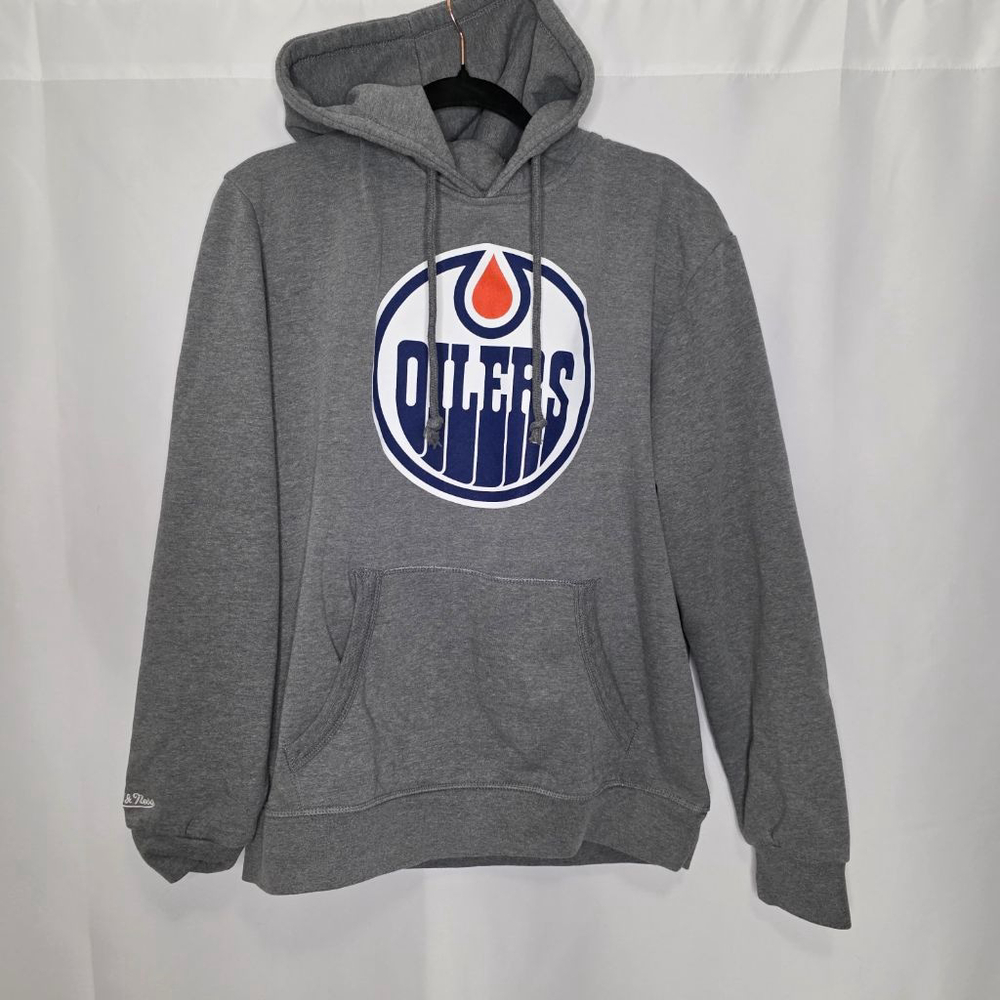 Men's Mitchell & Ness Gray Edmonton Oilers Hoodie L